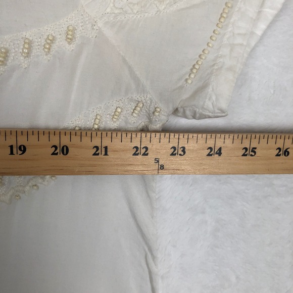RUFF HEWN GREY Embroidered Beaded Boho Tunic Women's XL Ivory V-Neck Top India - Picture 9 of 11